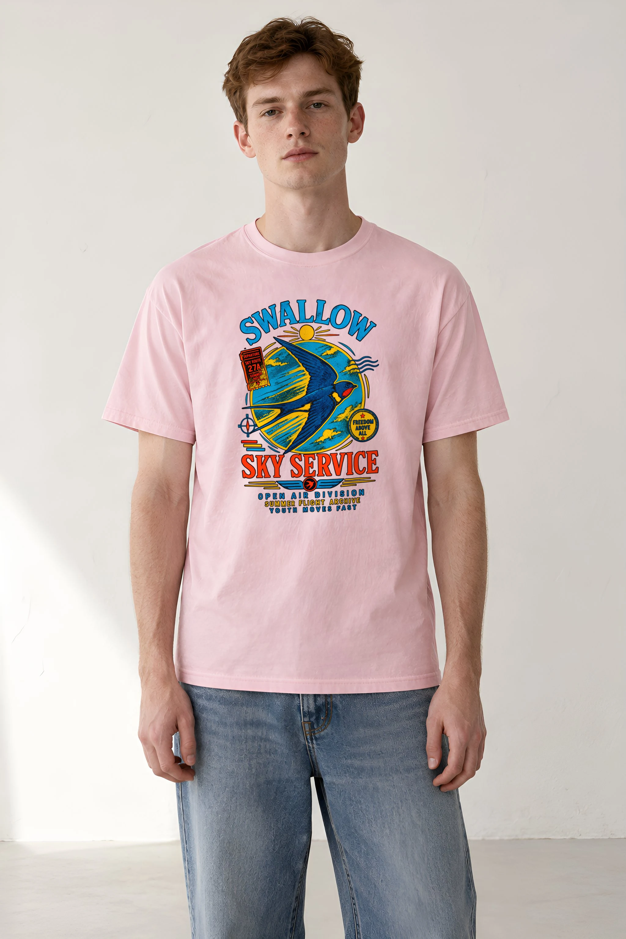 "Swallow Departure" Heavyweight Unisex Crewneck T-shirt