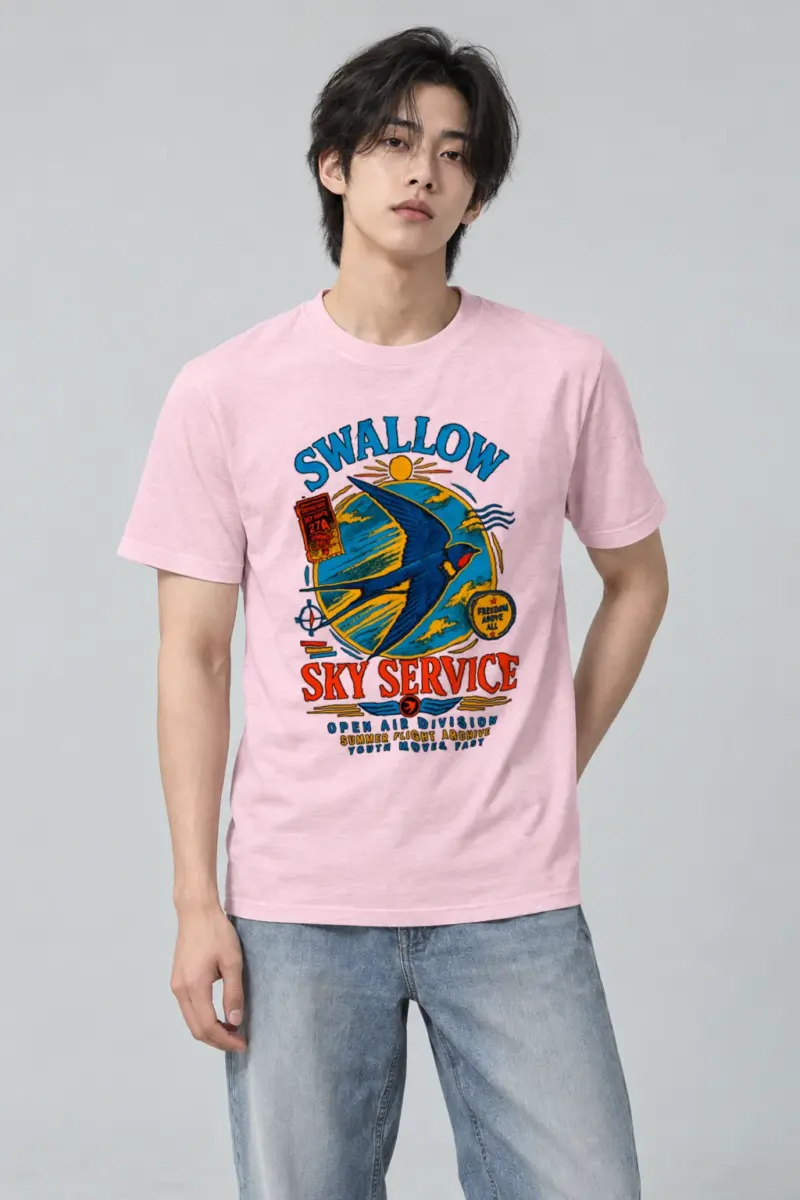 "Swallow Departure" Heavyweight Unisex Crewneck T-shirt | Gildan 5000