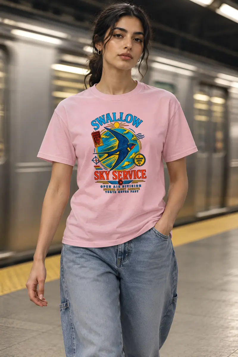 "Swallow Departure" Heavyweight Unisex Crewneck T-shirt