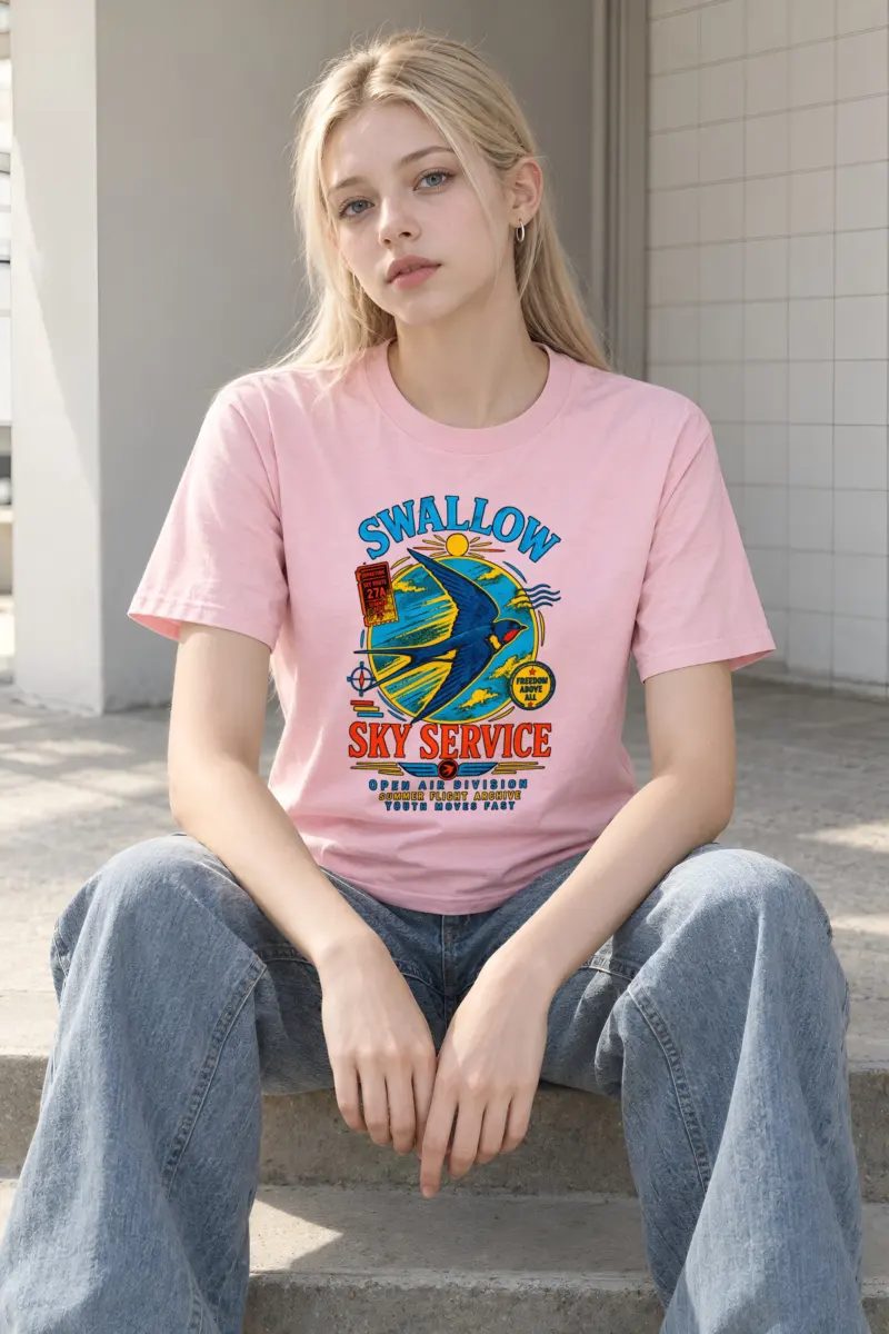 "Swallow Departure" Heavyweight Unisex Crewneck T-shirt