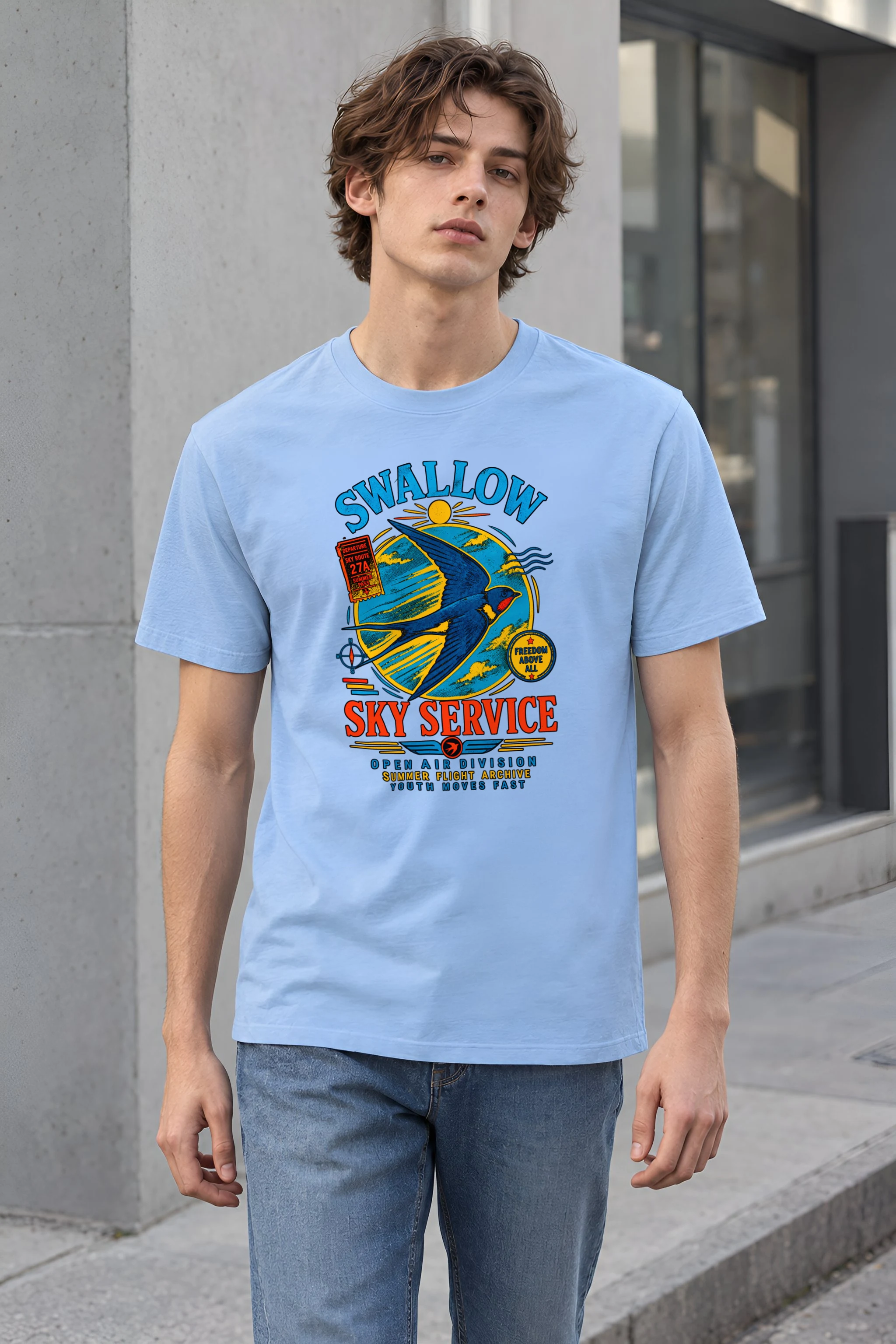 "Swallow Departure" Heavyweight Unisex Crewneck T-shirt