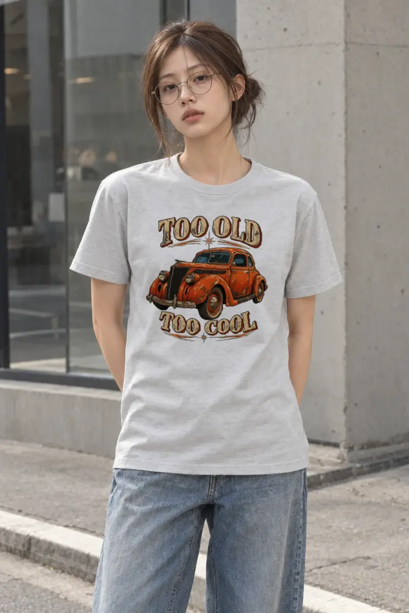 "Too Old Too Cool" Heavyweight Unisex Crewneck T-shirt