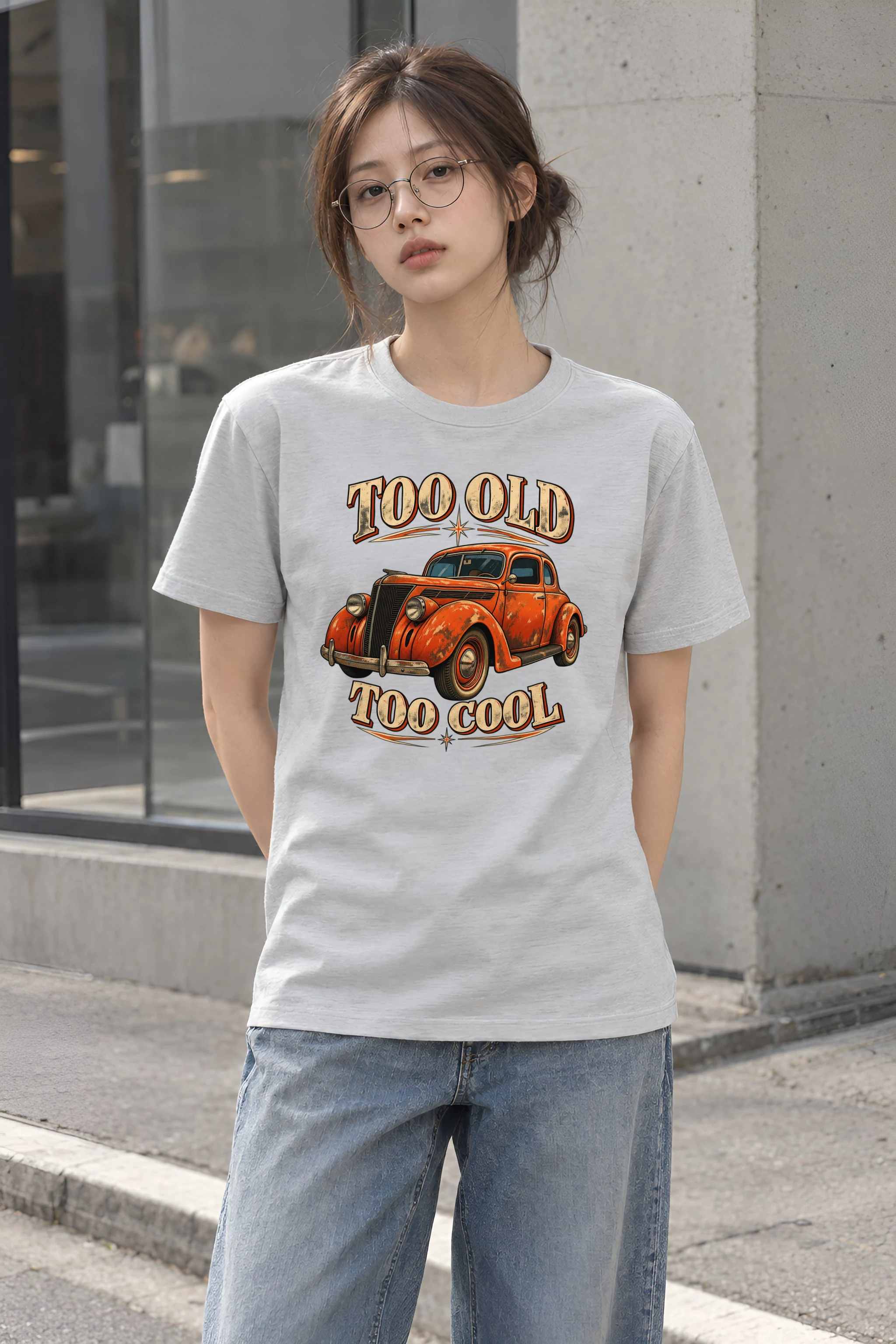 "Too Old Too Cool" Heavyweight Unisex Crewneck T-shirt