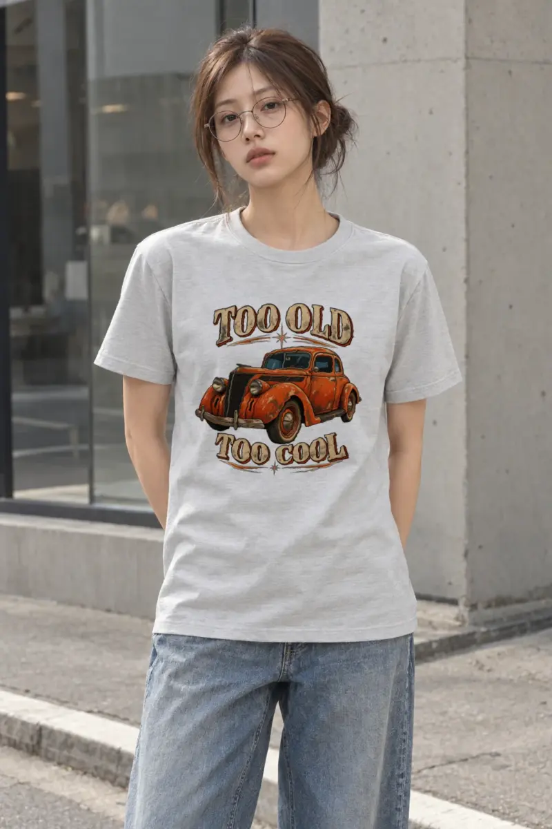 "Too Old Too Cool" Heavyweight Unisex Crewneck T-shirt
