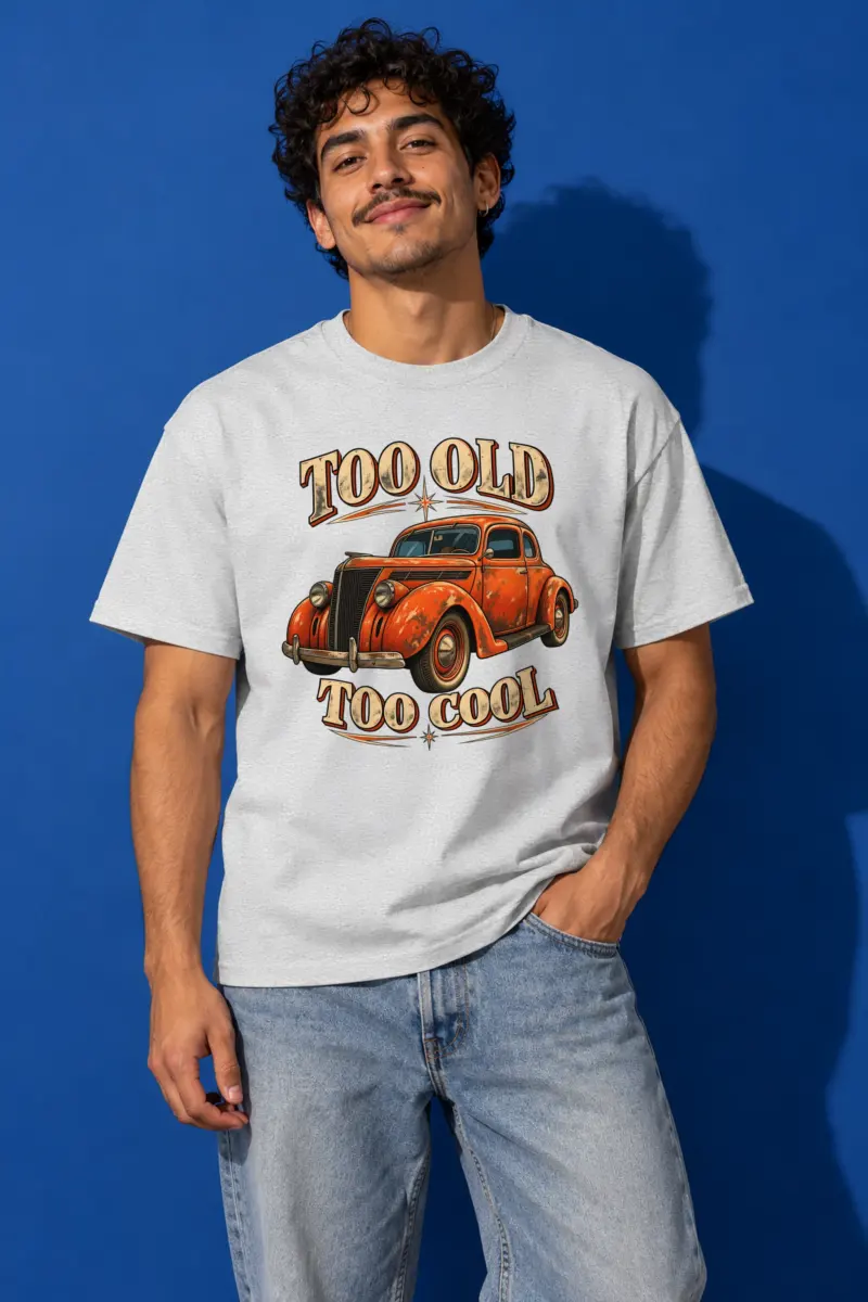 "Too Old Too Cool" Heavyweight Unisex Crewneck T-shirt
