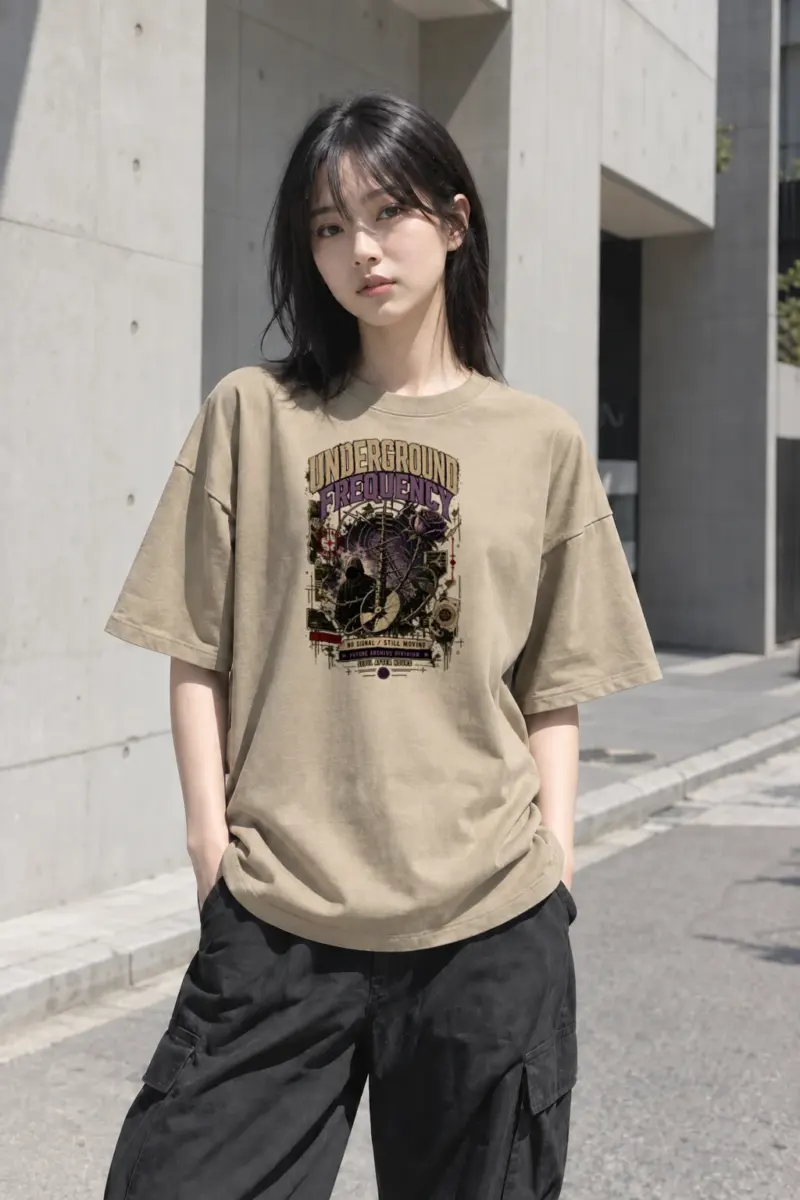 "Underground Frequency" Men's Oversized Heavyweight Crewneck T-Shirt | Shaka Wear SHMHSS