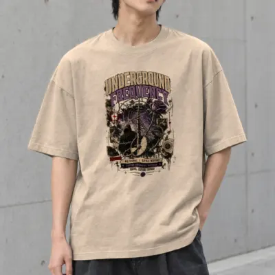 "Underground Frequency" Men's Oversized Heavyweight Crewneck T-Shirt