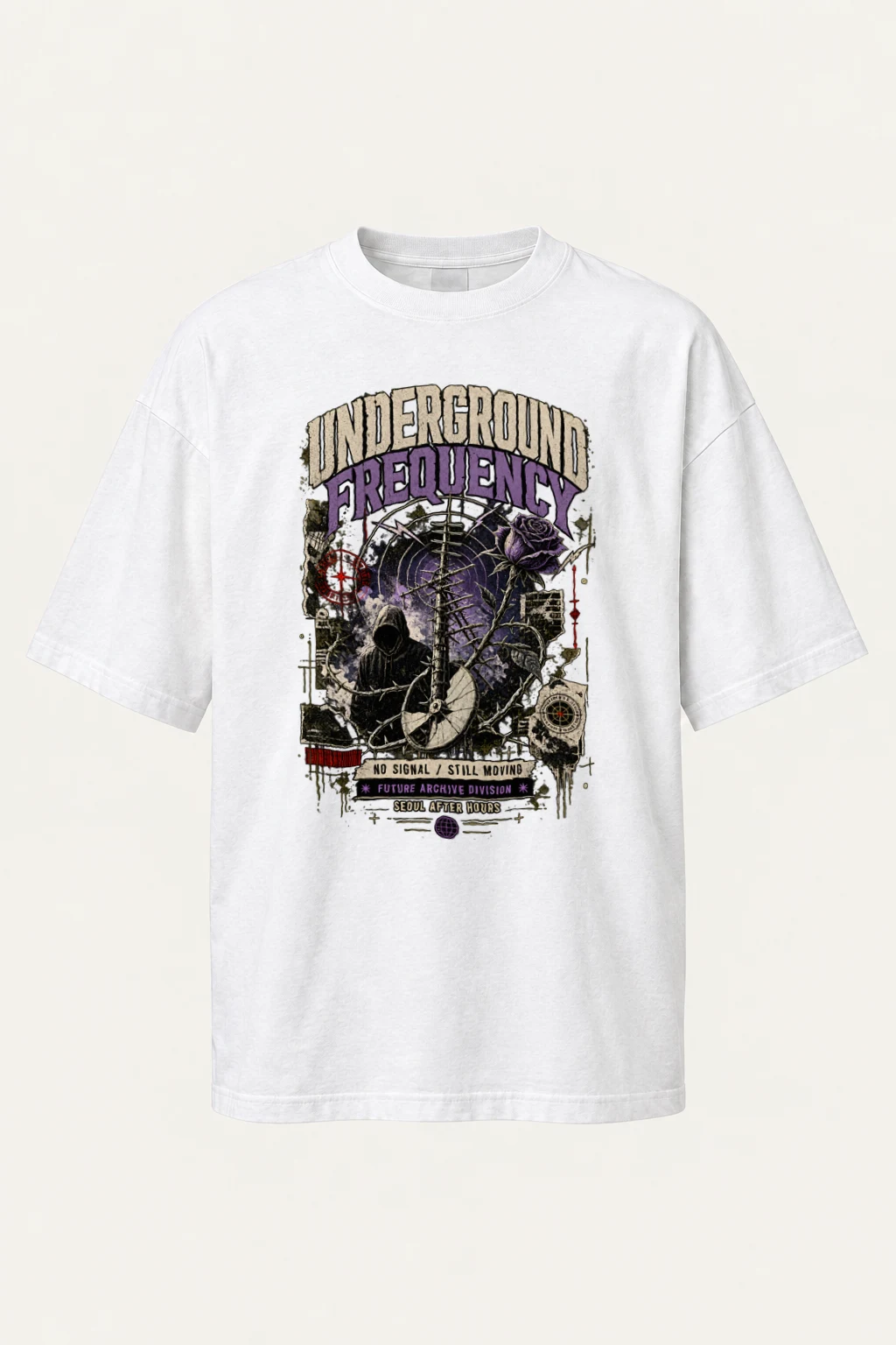 "Underground Frequency" Men's Oversized Heavyweight Crewneck T-Shirt