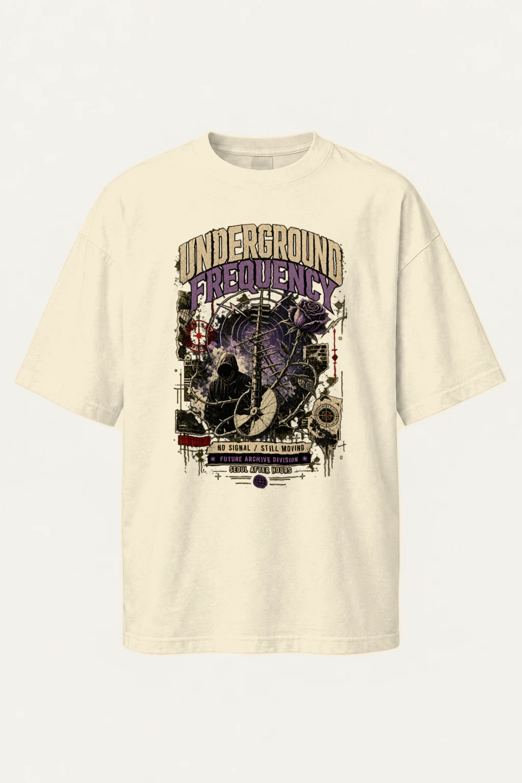 "Underground Frequency" Men's Oversized Heavyweight Crewneck T-Shirt