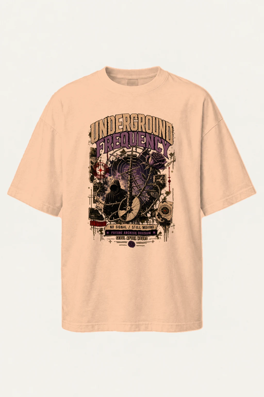 "Underground Frequency" Men's Oversized Heavyweight Crewneck T-Shirt