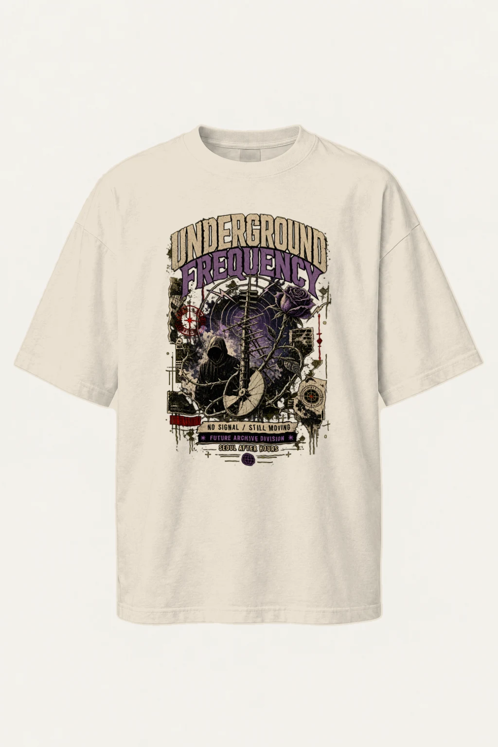 "Underground Frequency" Men's Oversized Heavyweight Crewneck T-Shirt