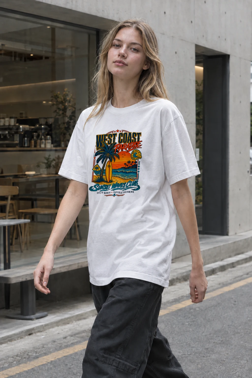 "West Coast Paradise" Heavyweight Unisex Crewneck T-shirt | Gildan 5000