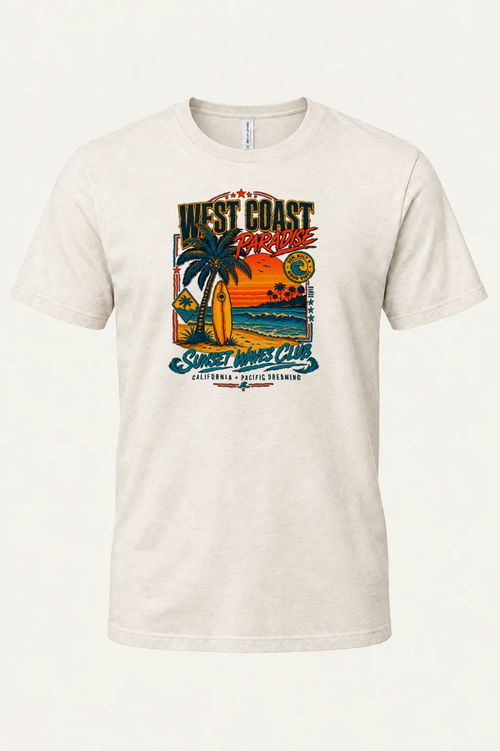 "West Coast Paradise" Heavyweight Unisex Crewneck T-shirt | Gildan 5000