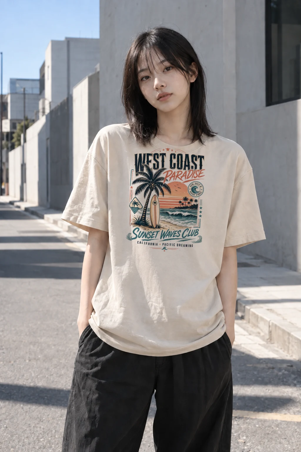 “West coast” Heavyweight Unisex Crewneck T-shirt | Gildan 5000