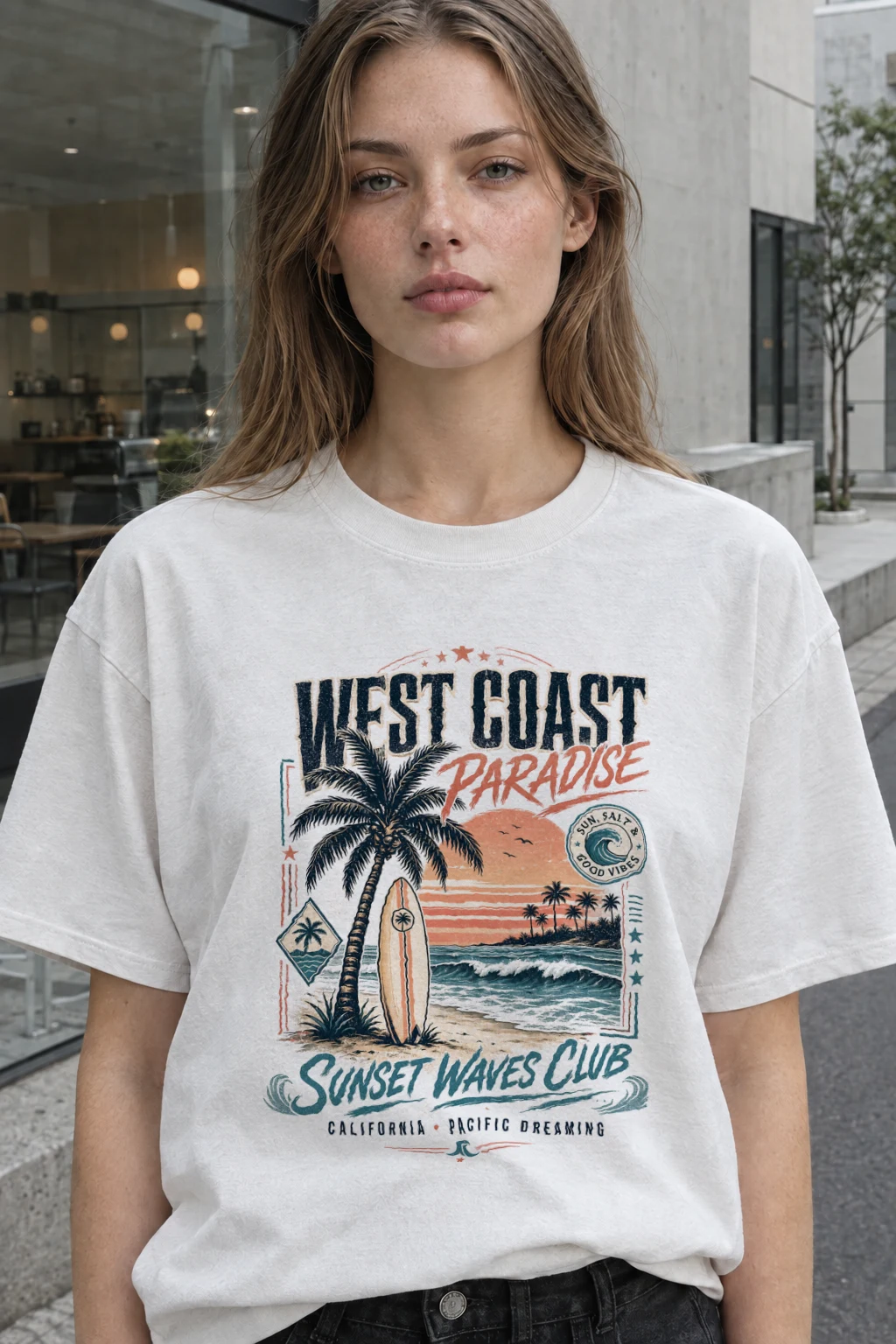 “West coast” Heavyweight Unisex Crewneck T-shirt | Gildan 5000