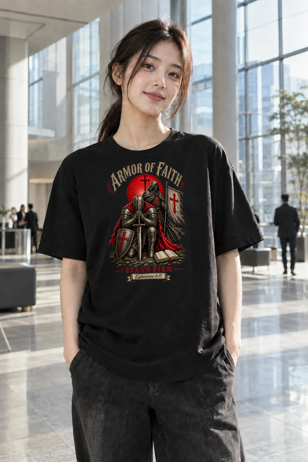 "Armor Of Faith" Heavyweight Unisex Crewneck T-shirt | Gildan 5000