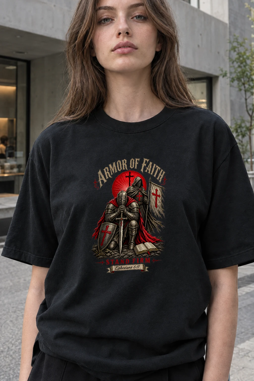 "Armor Of Faith" Heavyweight Unisex Crewneck T-shirt | Gildan 5000