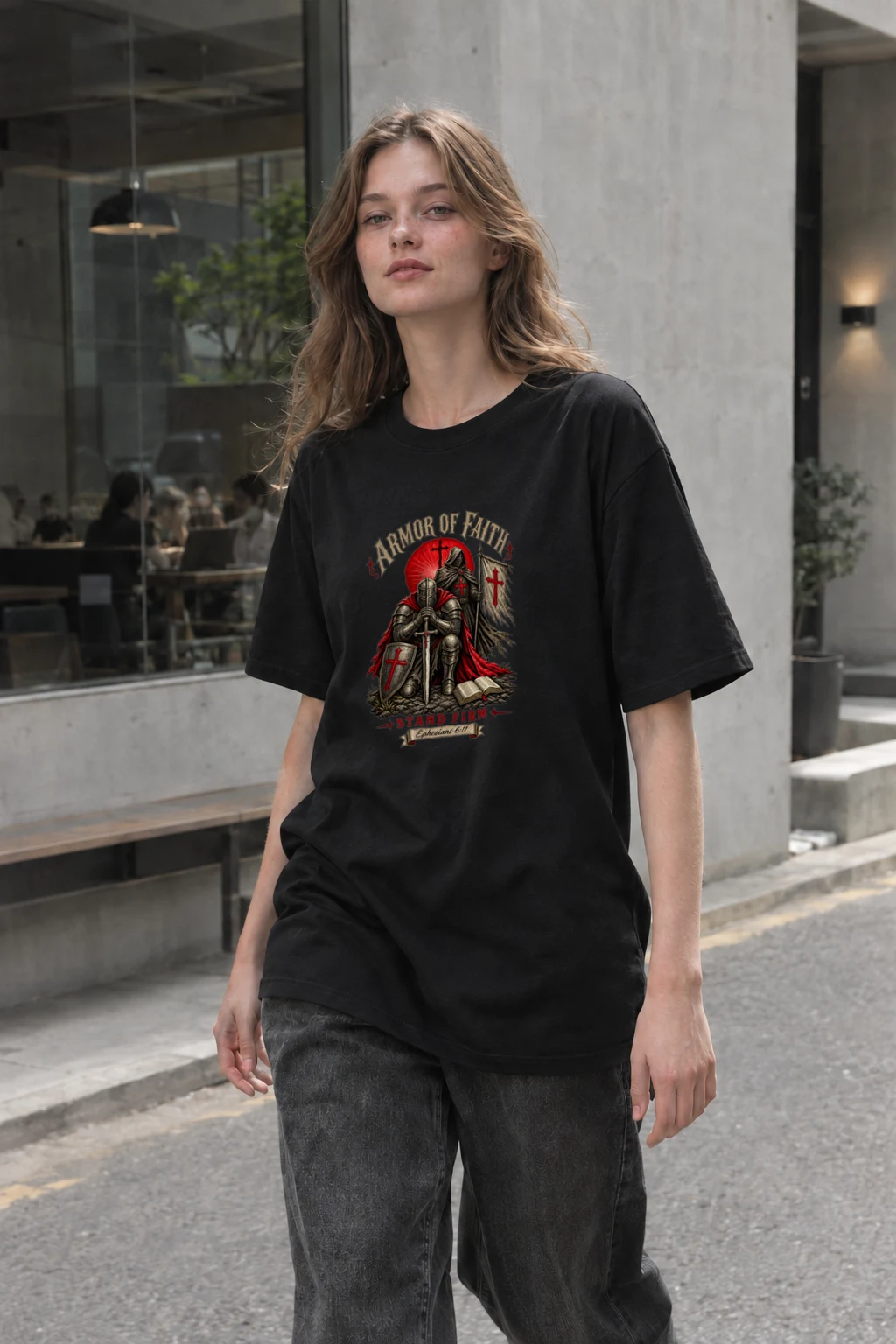 "Armor Of Faith" Heavyweight Unisex Crewneck T-shirt | Gildan 5000
