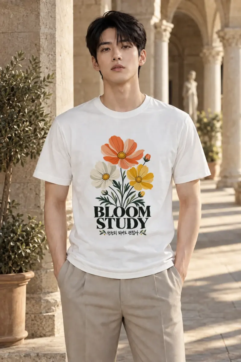 "Bloom Study" Heavyweight Unisex Crewneck T-shirt | Gildan 5000