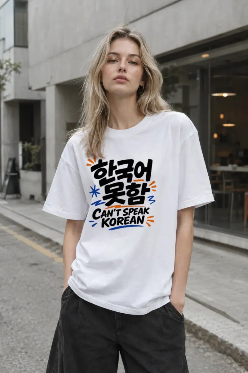 “Can’t Speak Korean” Performance Unisex Crewneck T-shirt White