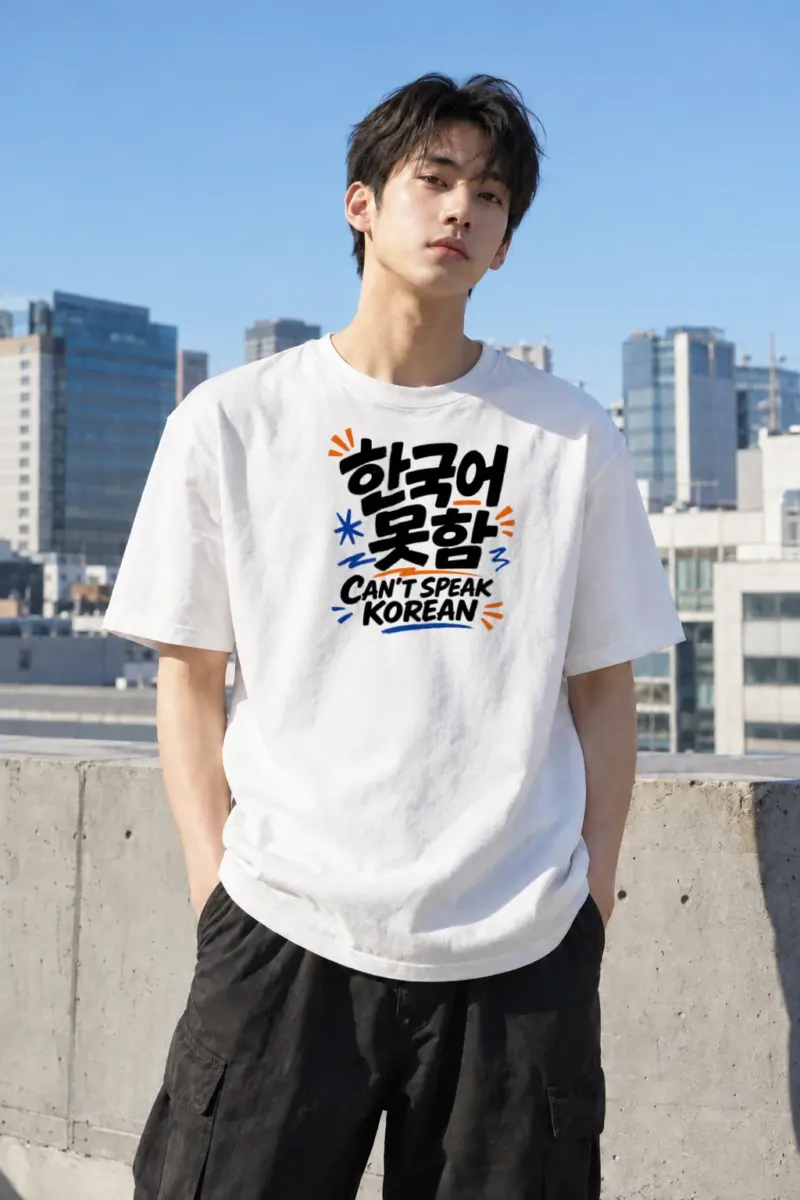 "Can't Speak Korean" Performance Unisex Crewneck T-shirt White