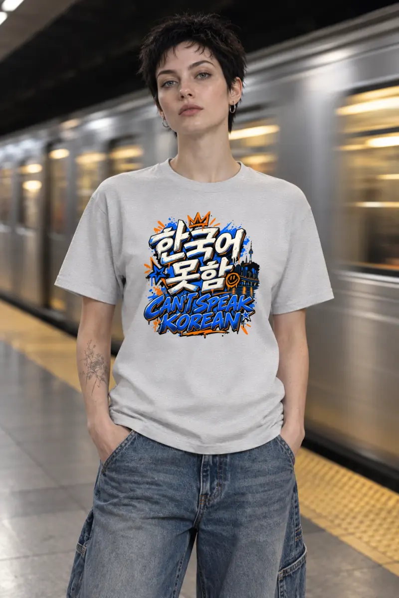 "Korean Block Graffiti" Heavyweight Unisex Crewneck T-shirt
