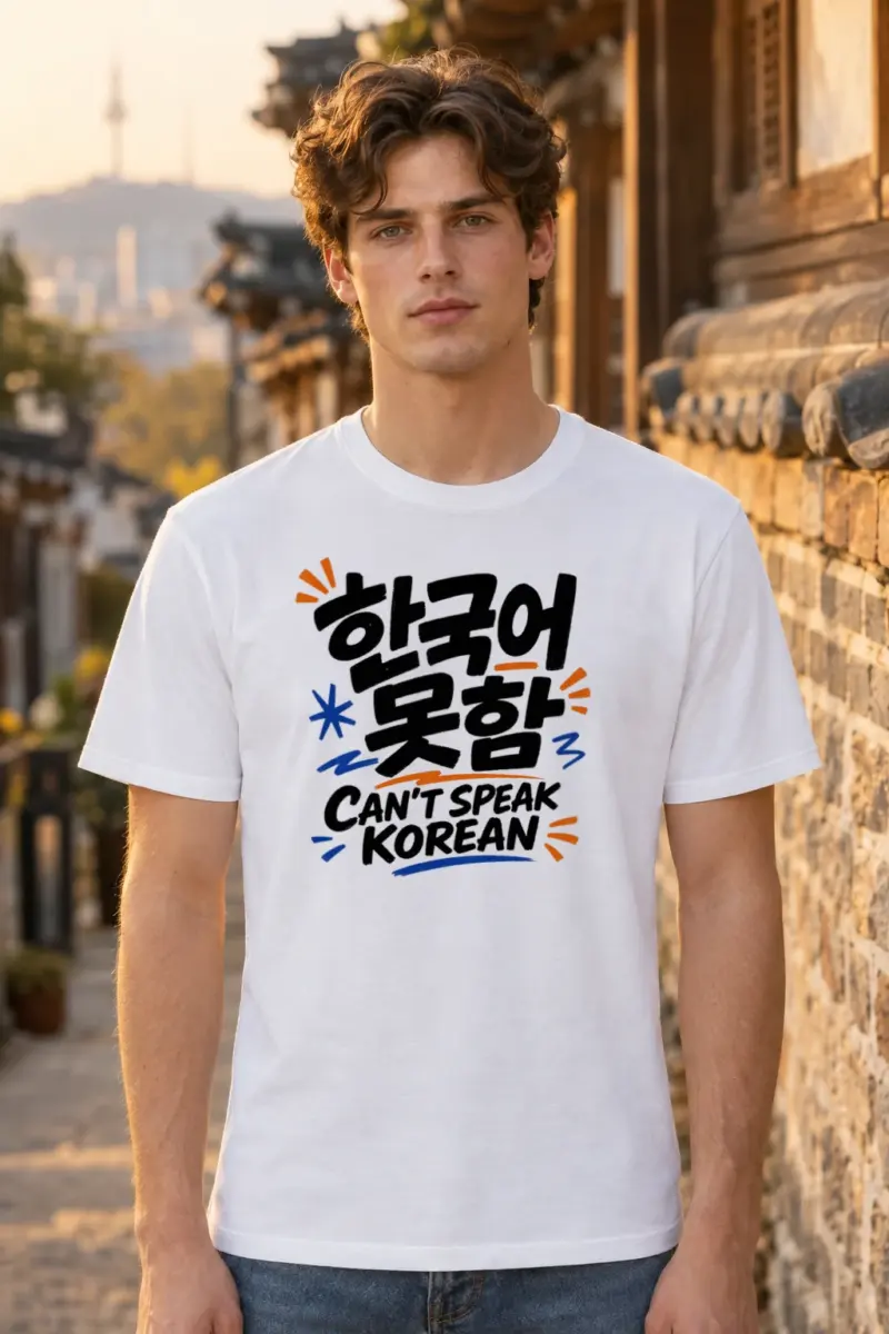 “Can’t Speak Korean” Performance Unisex Crewneck T-shirt White