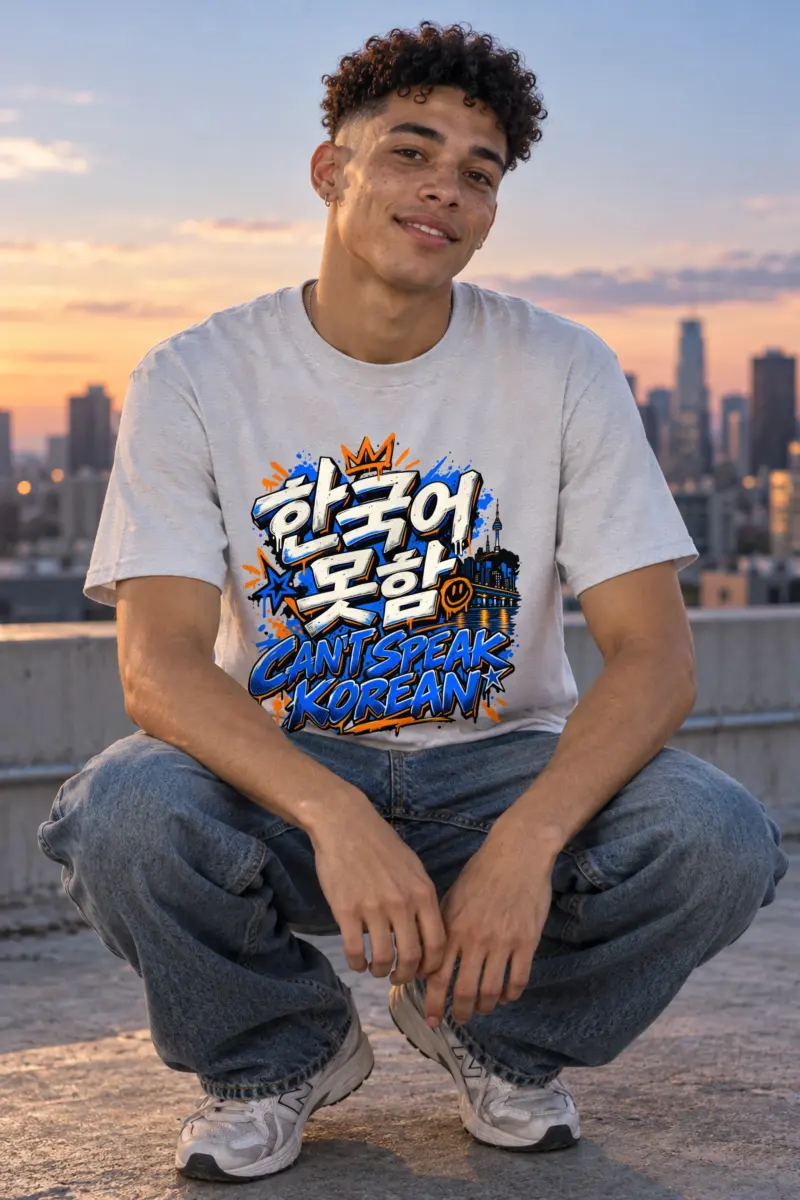 "Korean Block Graffiti" Heavyweight Unisex Crewneck T-shirt