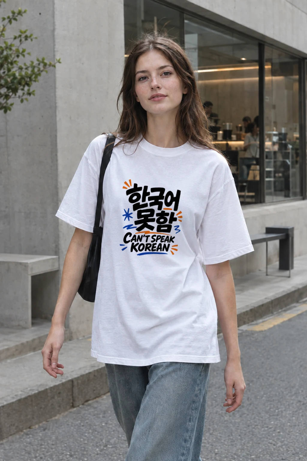 "Can't Speak Korean" Performance Unisex Crewneck T-shirt White