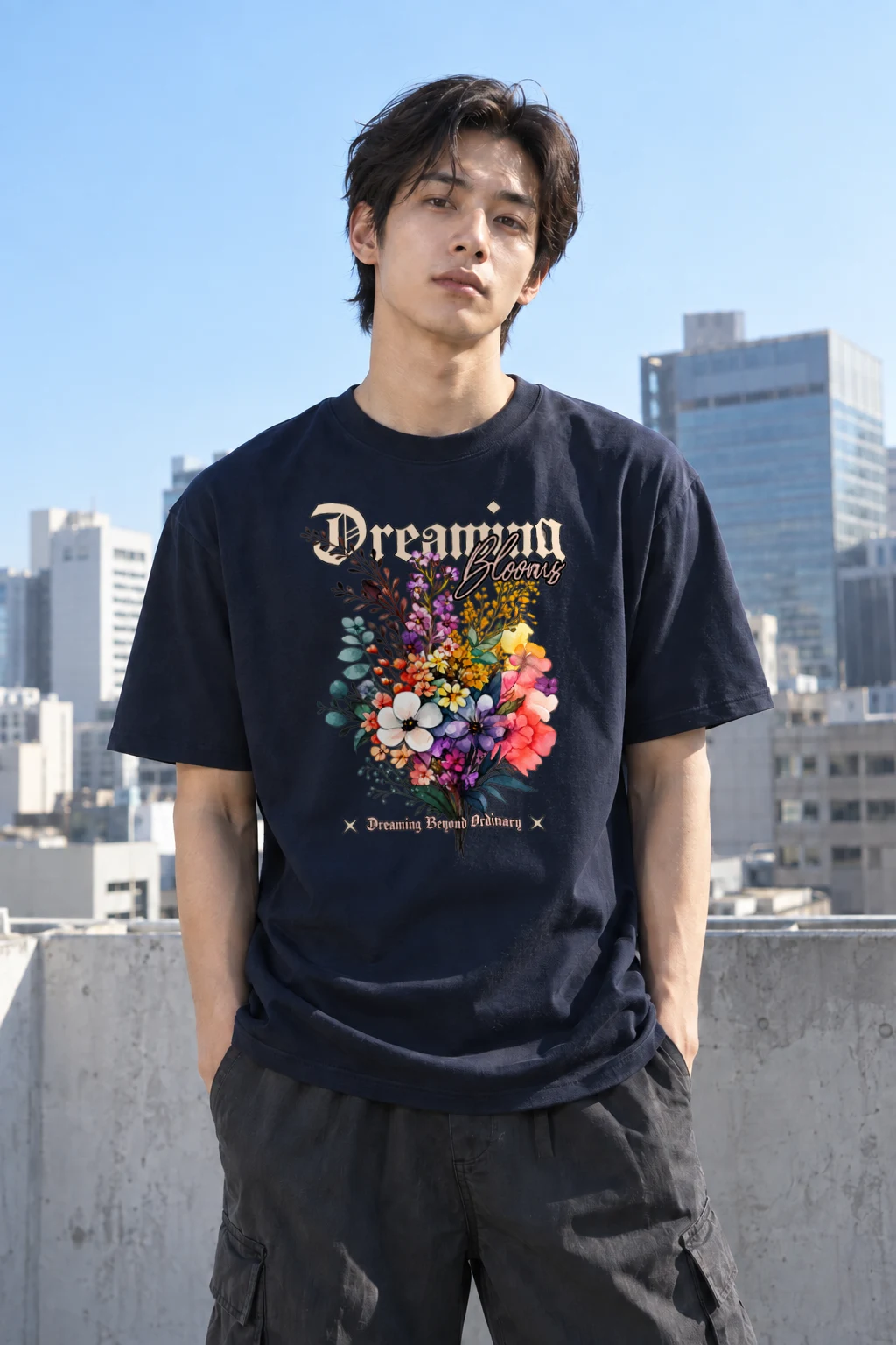 "Dreaming Blooms" Heavyweight Unisex Crewneck T-shirt | Gildan 5000