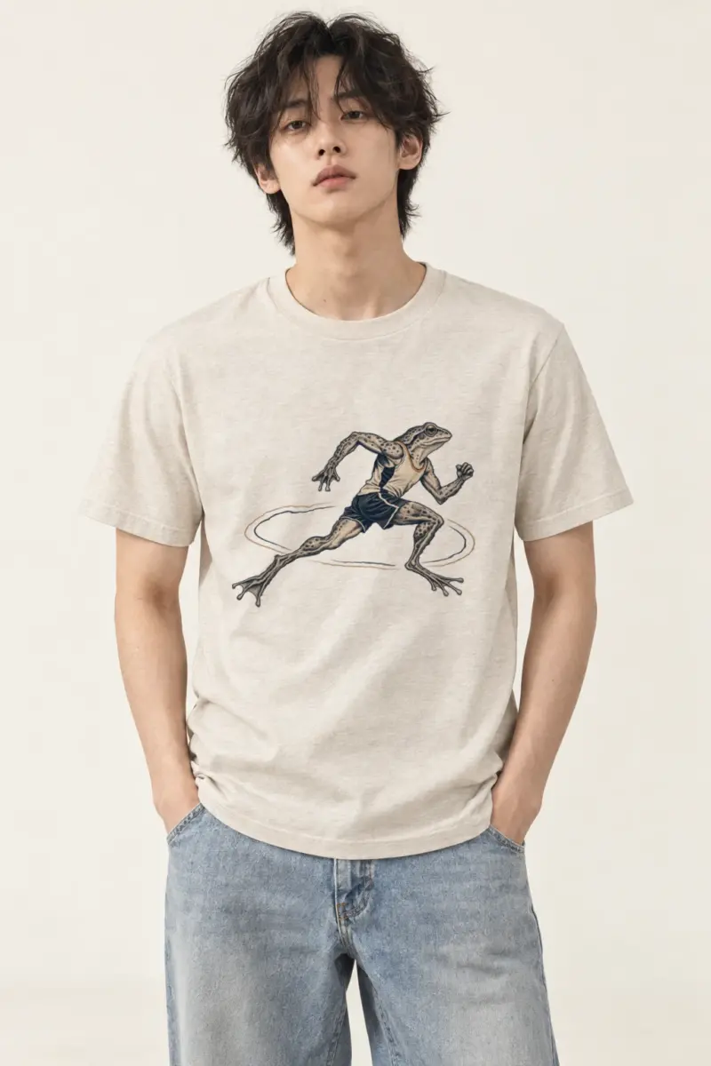 "Frog Runner" Heavyweight Unisex Crewneck T-shirt | Gildan 5000