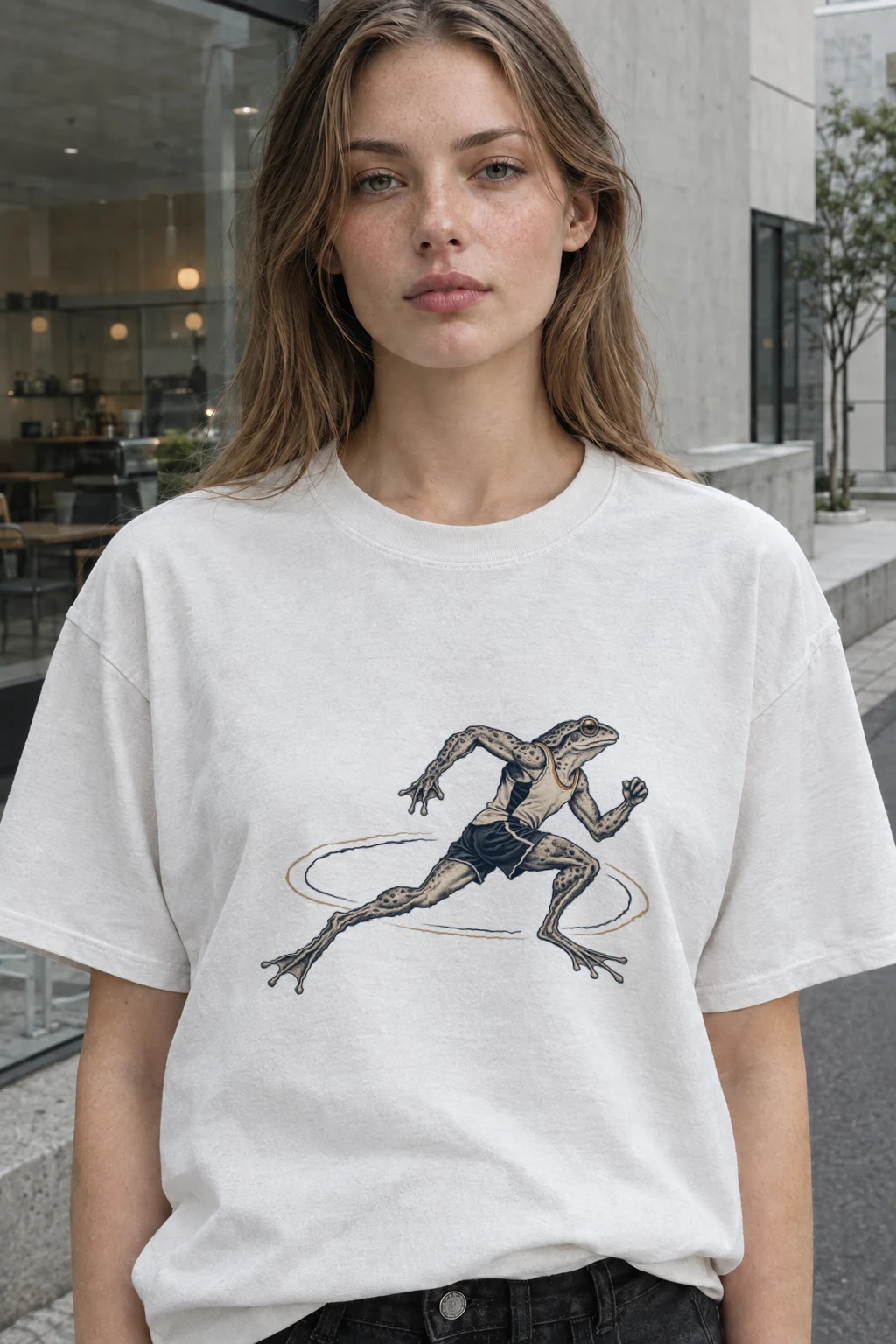 "Frog Runner" Heavyweight Unisex Crewneck T-shirt | Gildan 5000