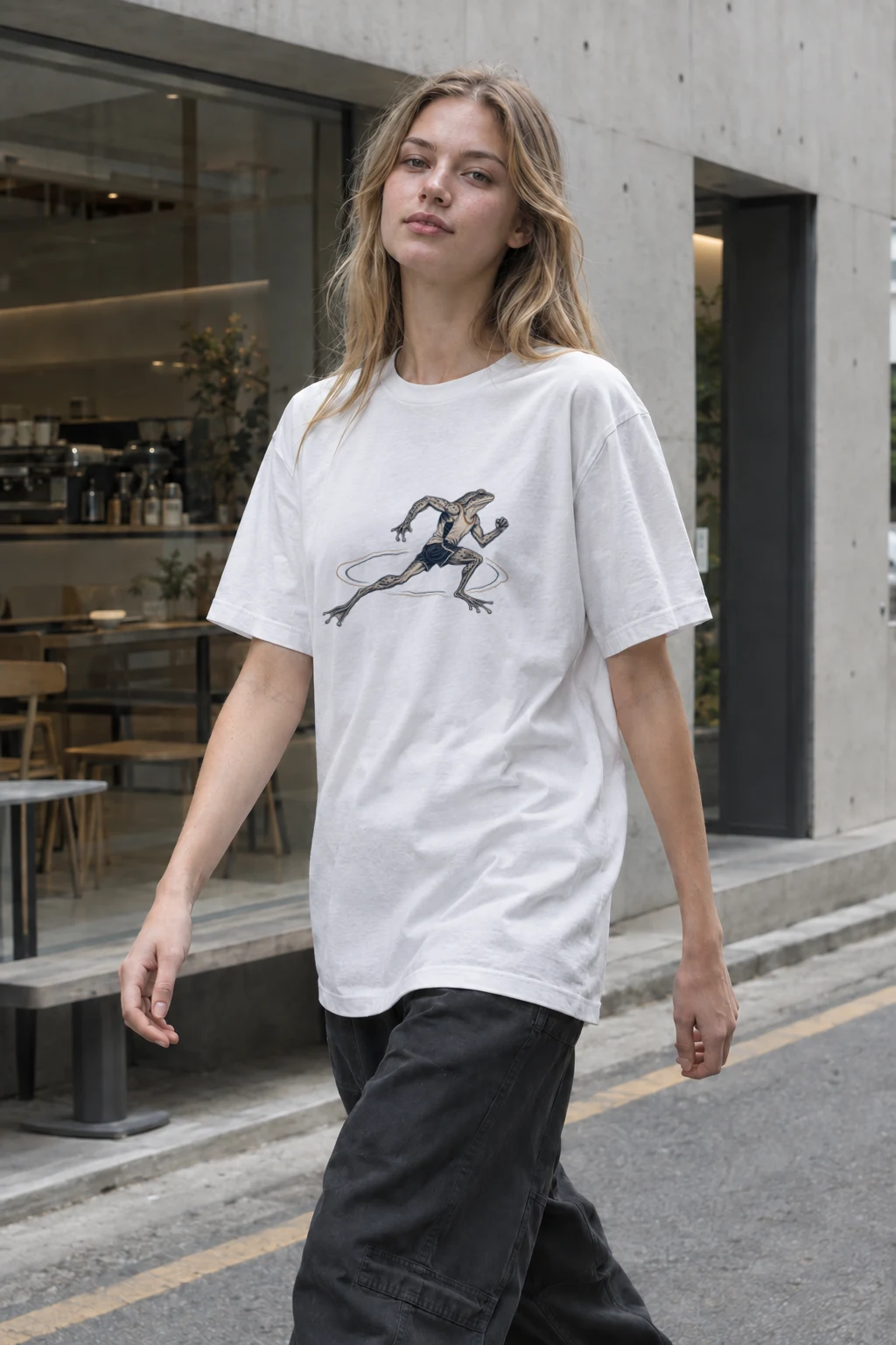 "Frog Runner" Heavyweight Unisex Crewneck T-shirt | Gildan 5000