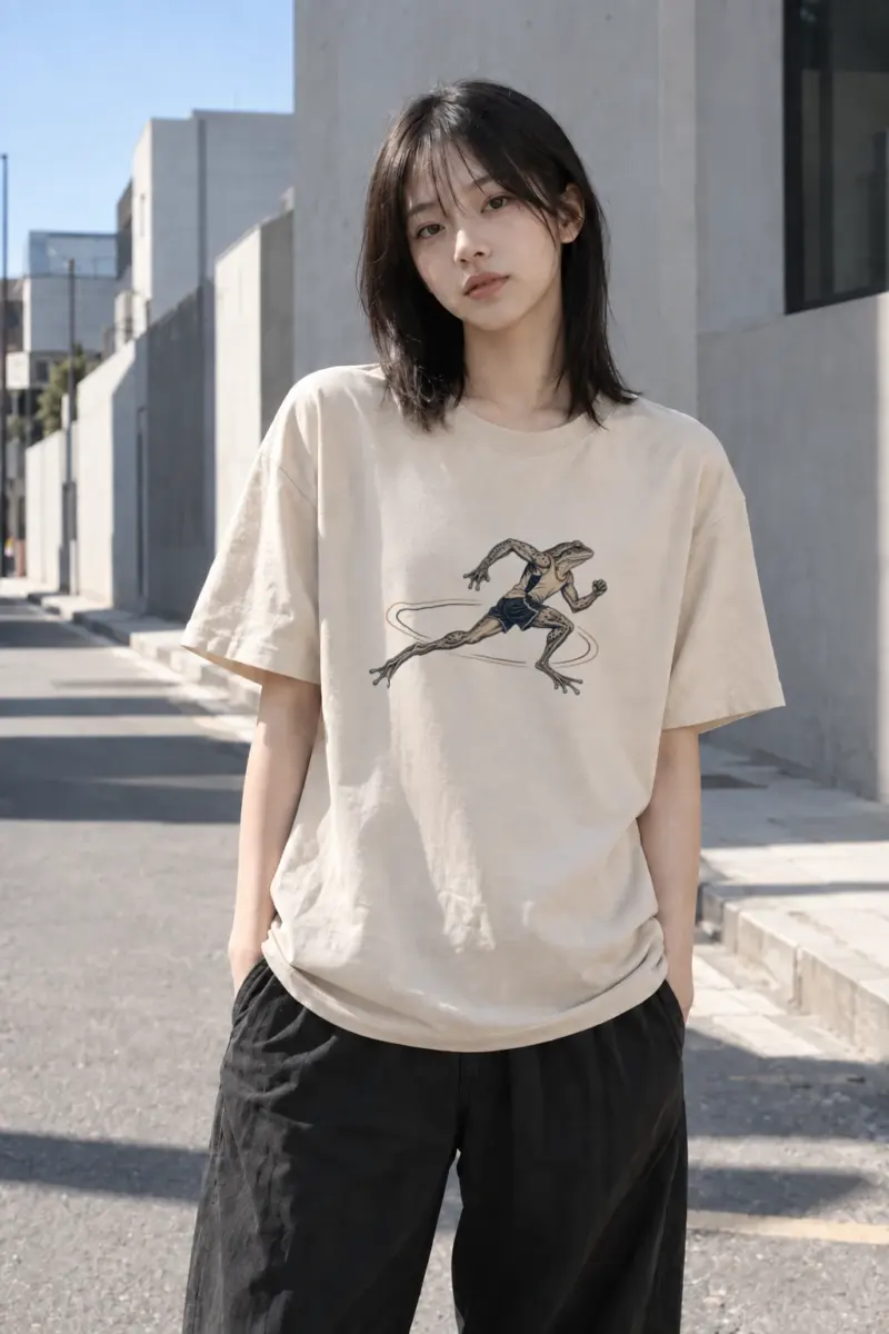 "Frog Runner" Heavyweight Unisex Crewneck T-shirt | Gildan 5000
