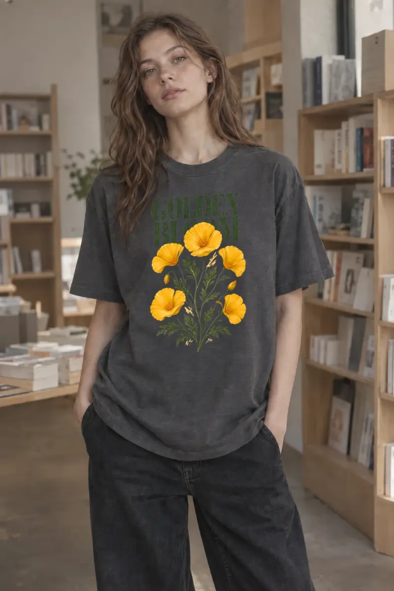 "Golden Bloom" Heavyweight Unisex Crewneck T-shirt | Gildan® 5000