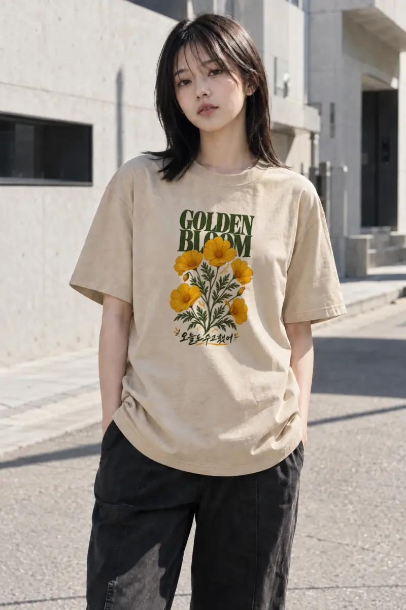 "Golden Bloom" Heavyweight Unisex Crewneck T-shirt | Gildan 5000