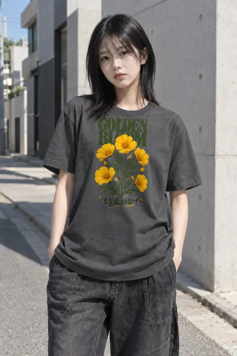 "Golden Bloom" Heavyweight Unisex Crewneck T-shirt | Gildan 5000