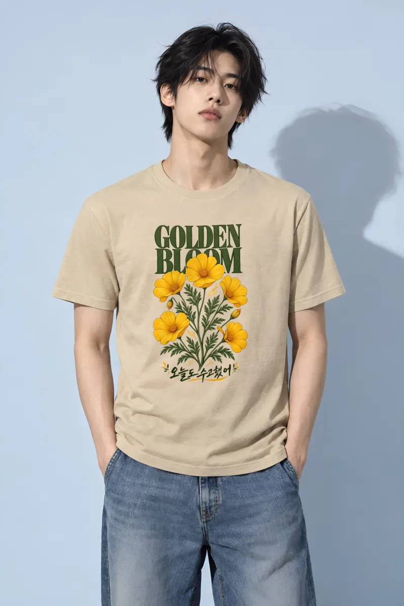"Golden Bloom" Heavyweight Unisex Crewneck T-shirt