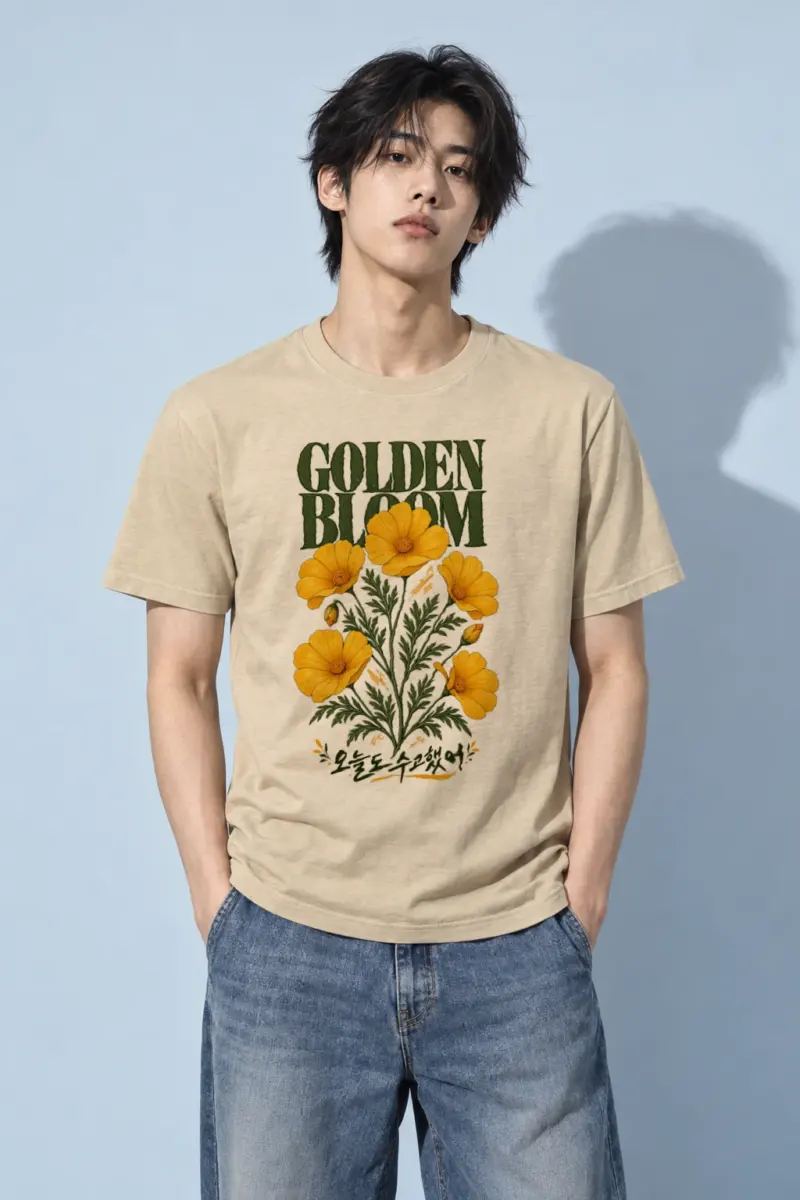 "Golden Bloom" Heavyweight Unisex Crewneck T-shirt