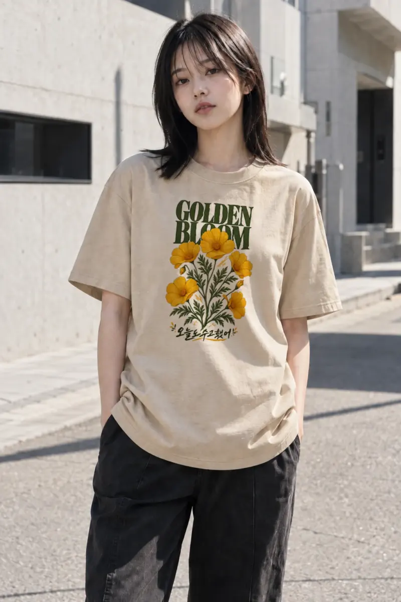 "Golden Bloom" Heavyweight Unisex Crewneck T-shirt | Gildan 5000