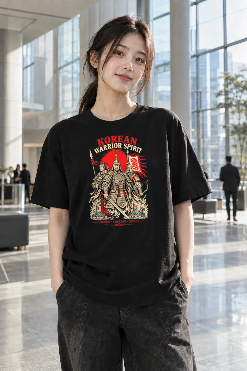 "Korean Warrior Spirit" Heavyweight Unisex Crewneck T-shirt | Gildan 5000