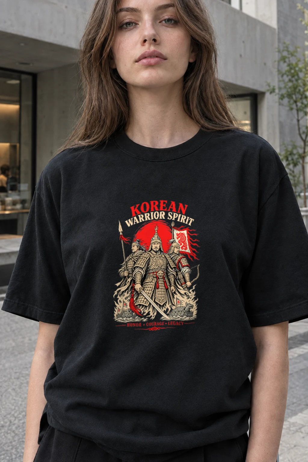 "Korean Warrior Spirit" Heavyweight Unisex Crewneck T-shirt | Gildan 5000