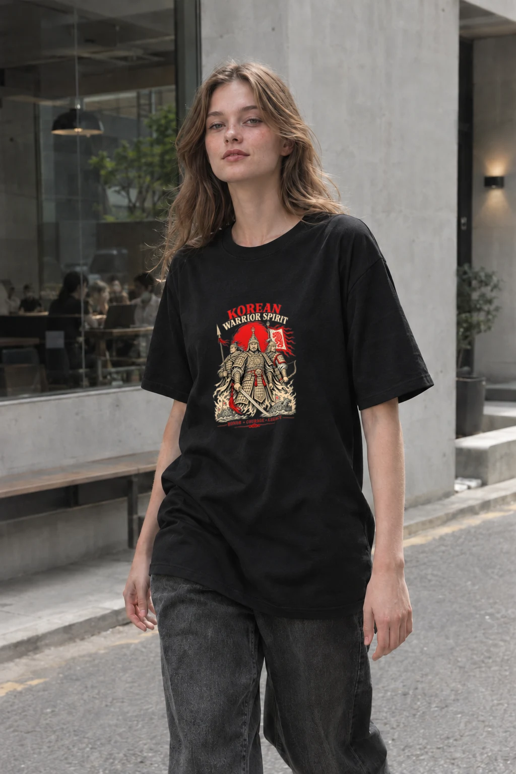"Korean Warrior Spirit" Heavyweight Unisex Crewneck T-shirt | Gildan 5000