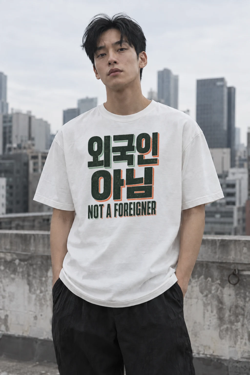 "Not a foreigner" Performance Unisex Crewneck T-shirt White