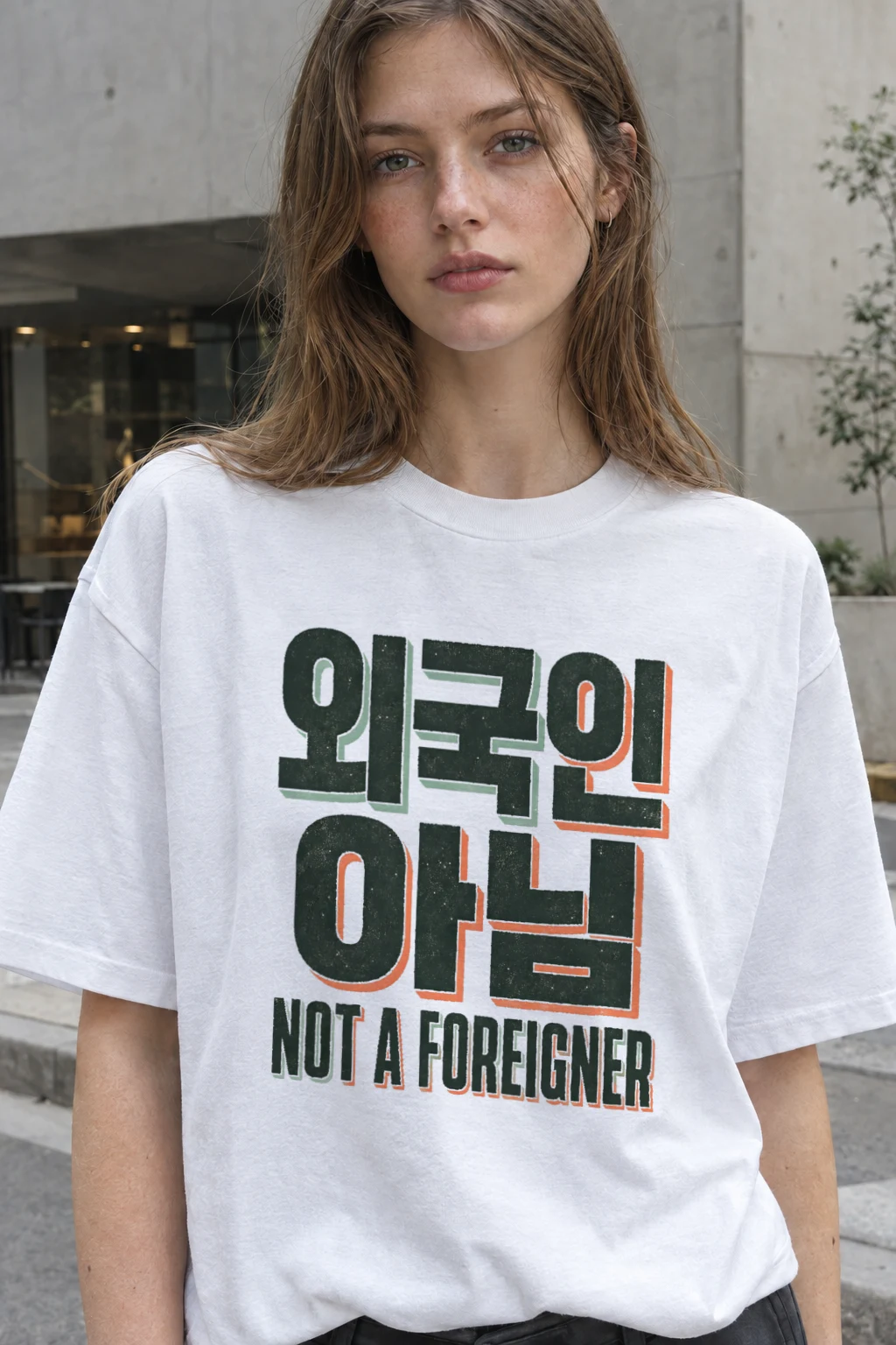 "Not a foreigner" Performance Unisex Crewneck T-shirt White