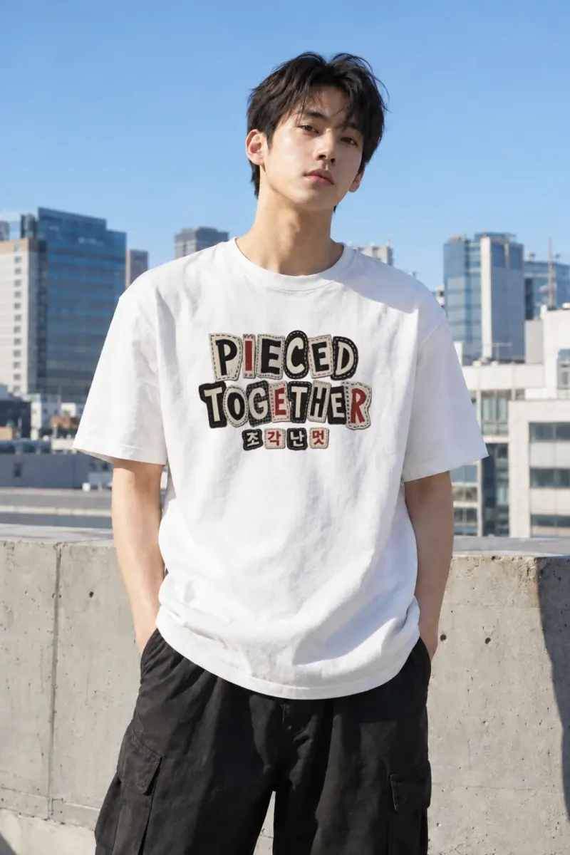 “Pieced Together” Heavyweight Unisex Crewneck T-shirt | Gildan 5000