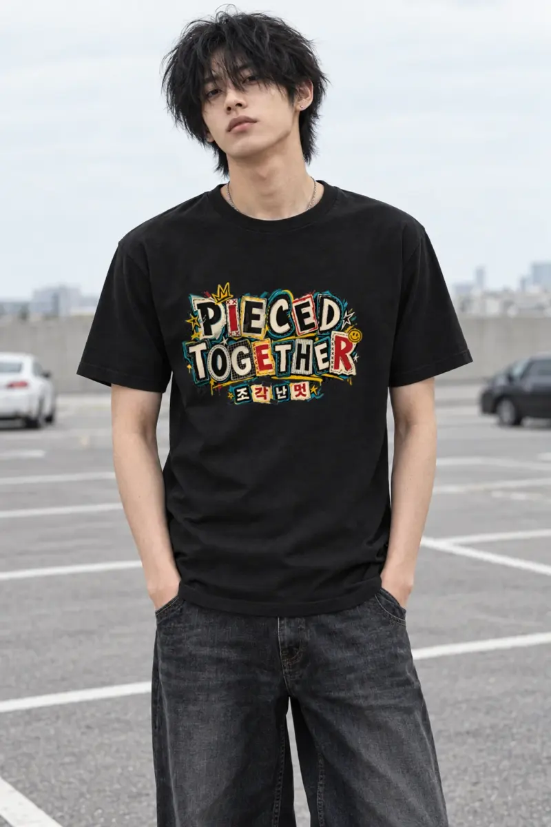 "Patchwork Pieced Graffiti" Heavyweight Unisex Crewneck T-shirt