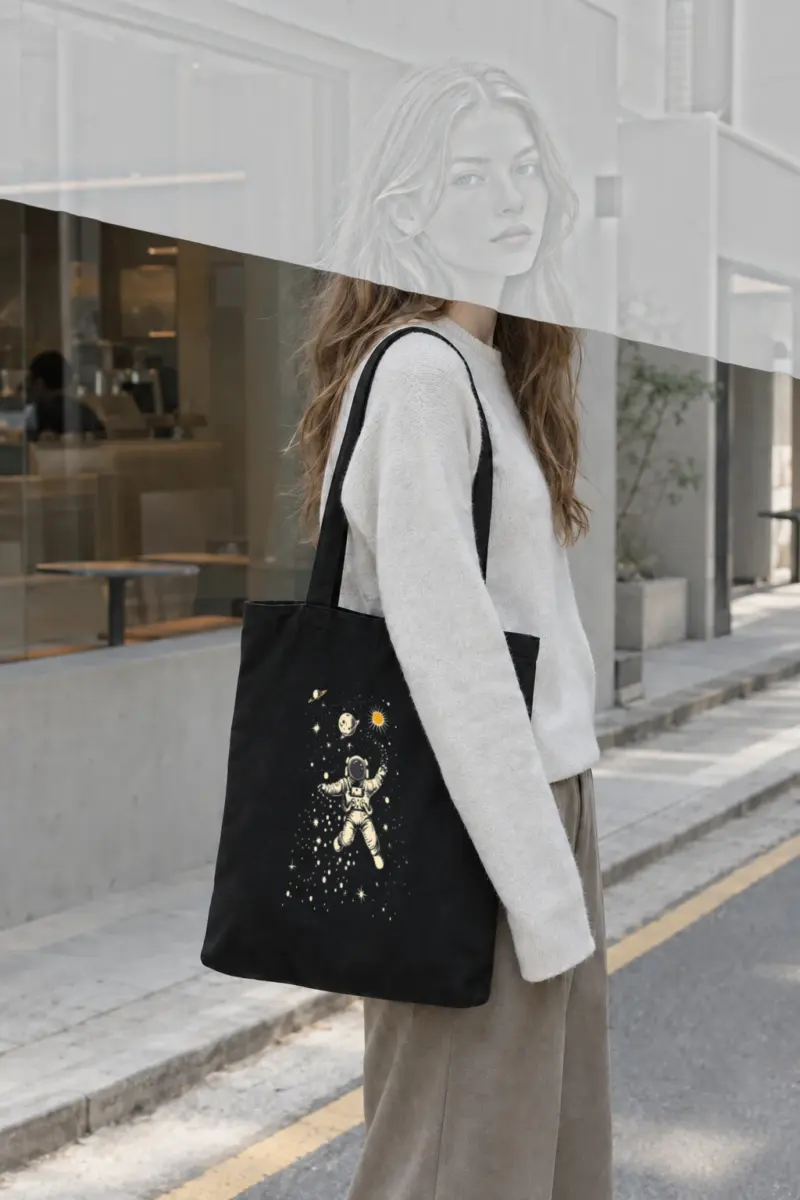 “Astronaut caching stars ” Premium Tote Bag Natural
