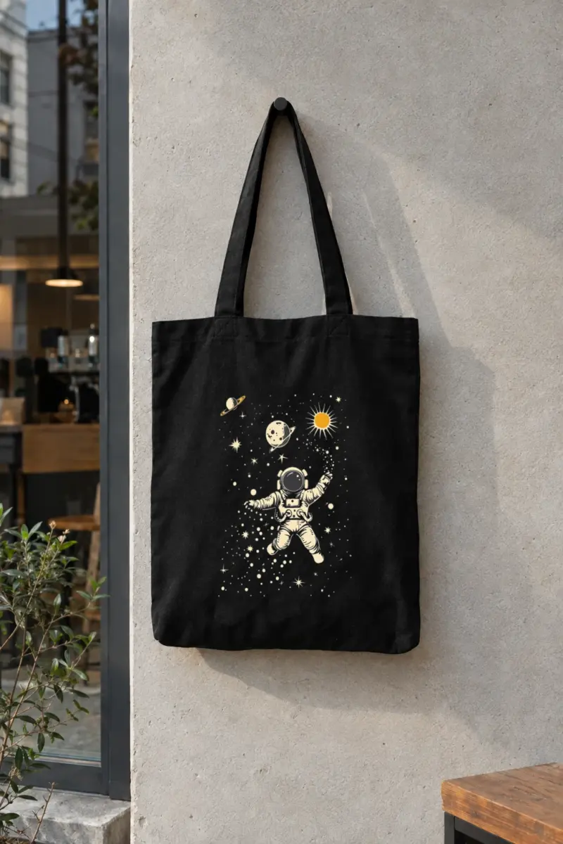 “Astronaut caching stars ” Premium Tote Bag Natural