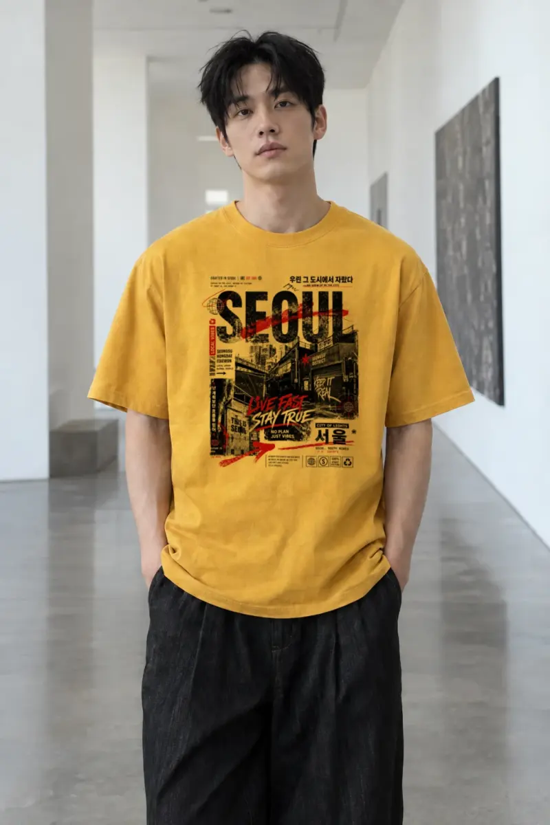 "Seoul - live fast" Heavyweight Unisex Crewneck T-shirt | Gildan® 5000